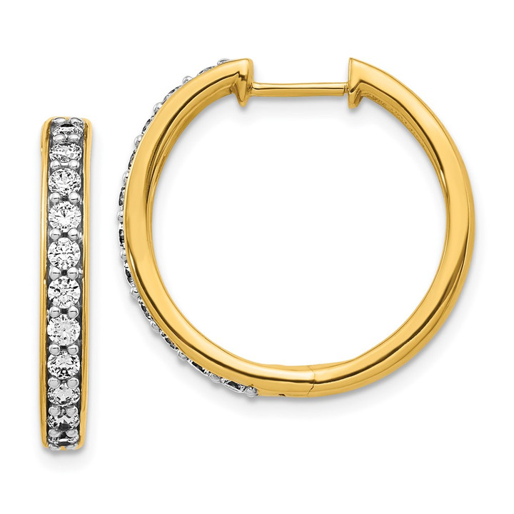 14K Lab Grown Diamond SI1/SI2, G H, Hinged Hoop Earrings EM4265-075-YLG