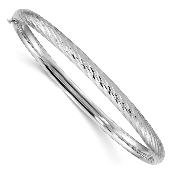 14k White Gold 3/16 Textured Hinged Bangle DB652W