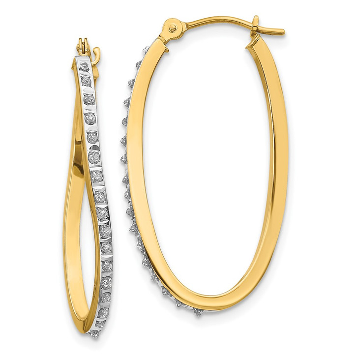 14k Diamond Fascination Twist Hinged Hoop Earrings DF225