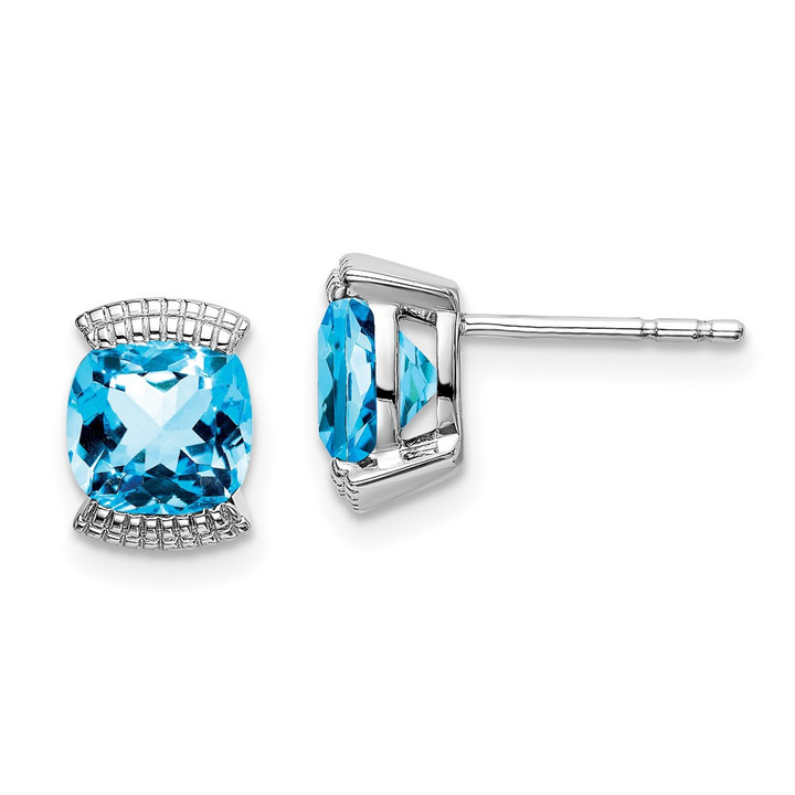 14k White Gold Blue Topaz Post Earrings EM7080-BT-W