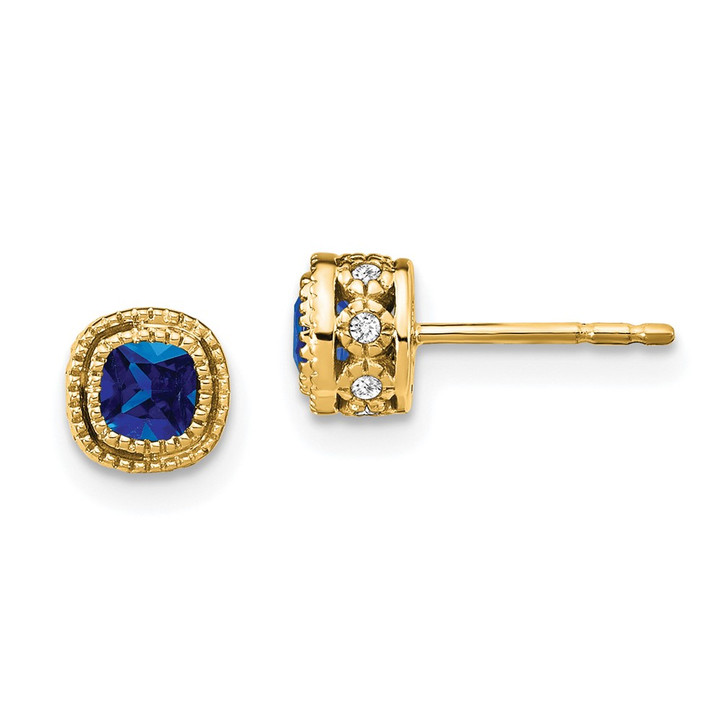 14k Cushion Sapphire and Diamond Earrings EM7092-SA-010-YA