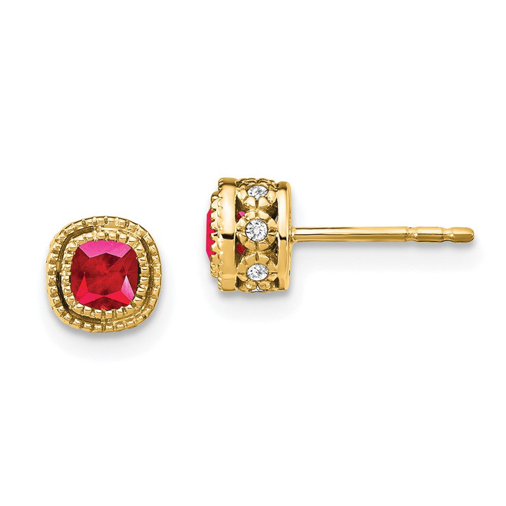 14k Cushion Ruby and Diamond Earrings EM7092-RU-010-YA