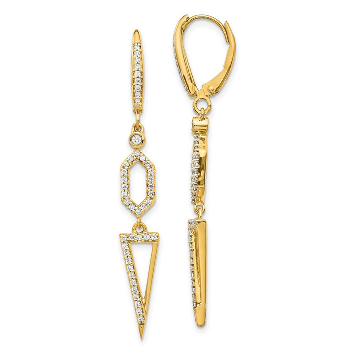 14k Diamond Triangle Leverback Earrings EM4187-045-YA