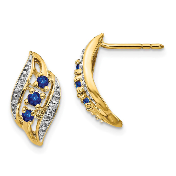 14k Gold w/ Sapphire and Diamond Polished Post Earrings EM5596-SA-002-YA