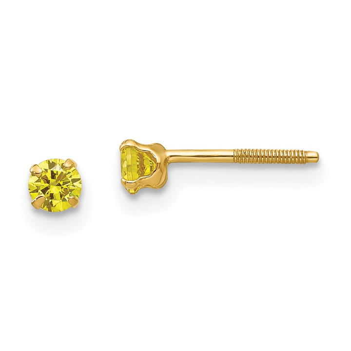 14k Madi K 3mm Imitation Citrine Birthstone Earrings (Nov) GK203