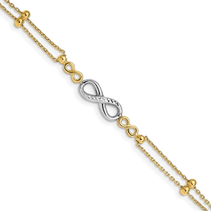 14K Two-tone Polished D/C Multi-Strand Infinity Bracelet FB1542-7.5