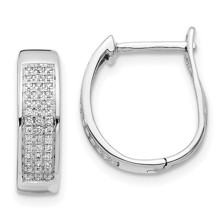 14k White Gold Diamond Hinged Oval Hoop Earrings EM5379-020-WA