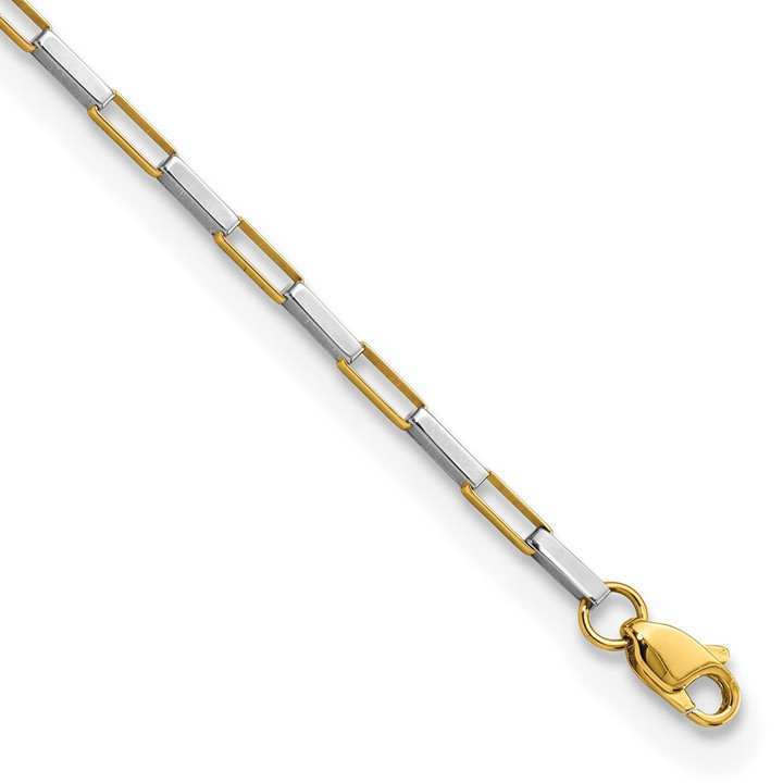 14k Two-tone Polished Fancy Box Links 7.5in Bracelet FB1901Y/W-7.5