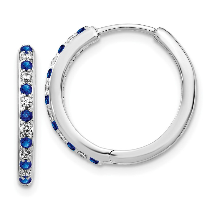 14K White Gold Lab Grown Diamond VS/SI FGH & Cr. Sapphire Hinge Hoop EM5607-SA-020-WLG