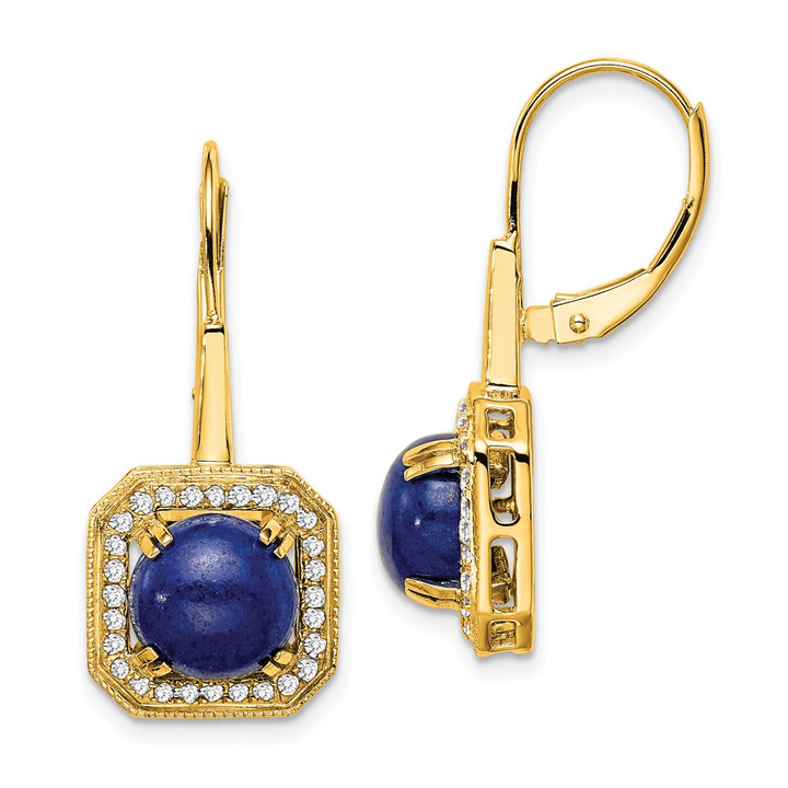 14k Lapis and Diamond Leverback Earrings EM7140-LP-028-YA
