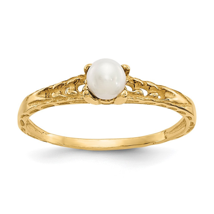 14k Madi K 3mm FW Cultured Pearl Birthstone Baby Ring GK129