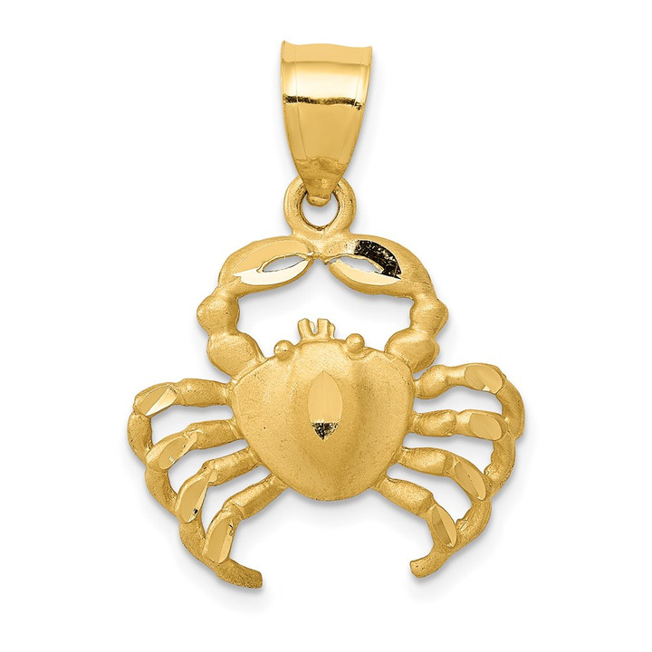 14k Satin Diamond-cut Crab Pendant K6039