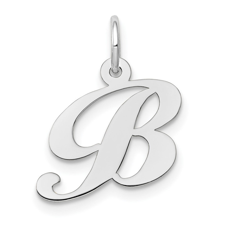 10k White Gold Small Fancy Script Initial B Charm 10YC651B