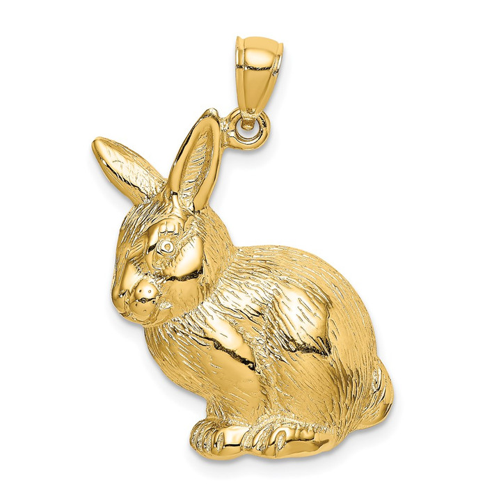 14K Textured Sitting Rabbit Charm K6510