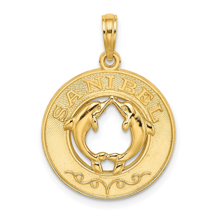 14K SANIBEL w/Dolphins Circle Charm K7498
