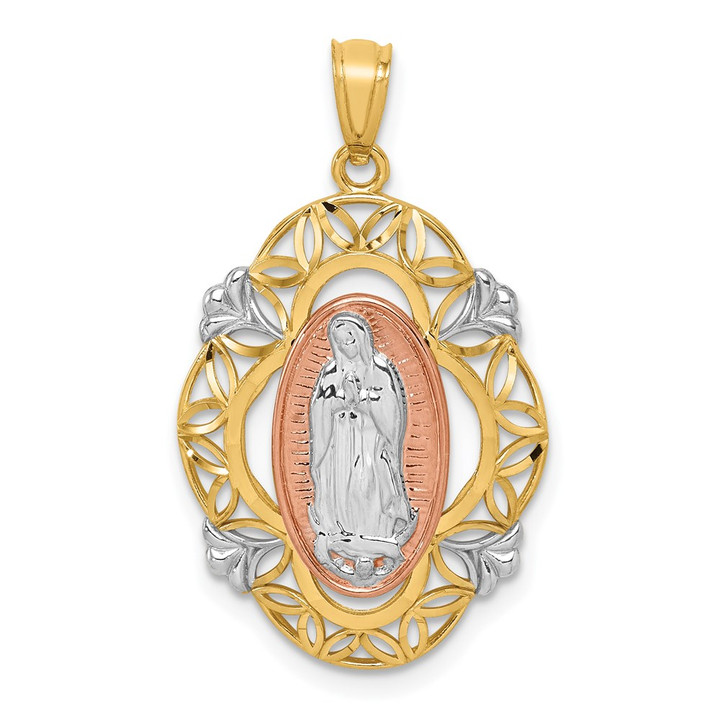 14K Two-tone w/White Rhodium Guadalupe Medal Pendant K5646