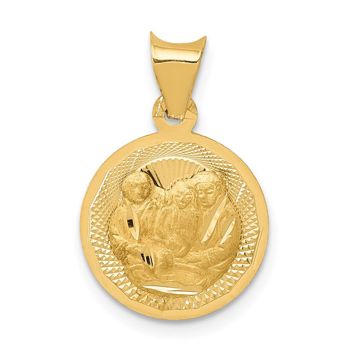14k Polished and D/C Baptism Circle Pendant K5676