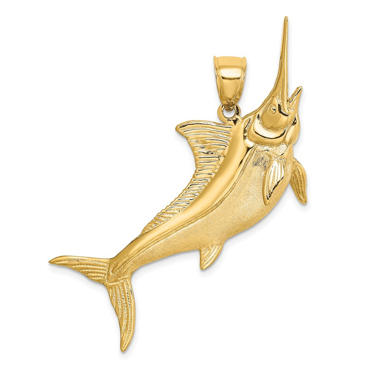 14K 3-D Satin / Polished Marlin Charm K8110