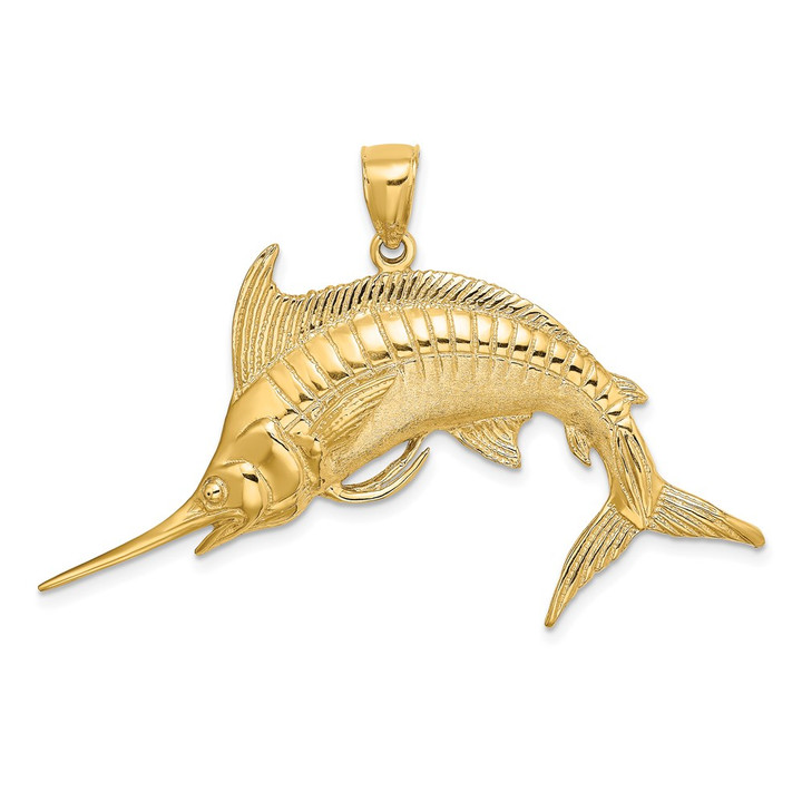 14K 2-D Polished /Satin Blue Marlin Charm K8109
