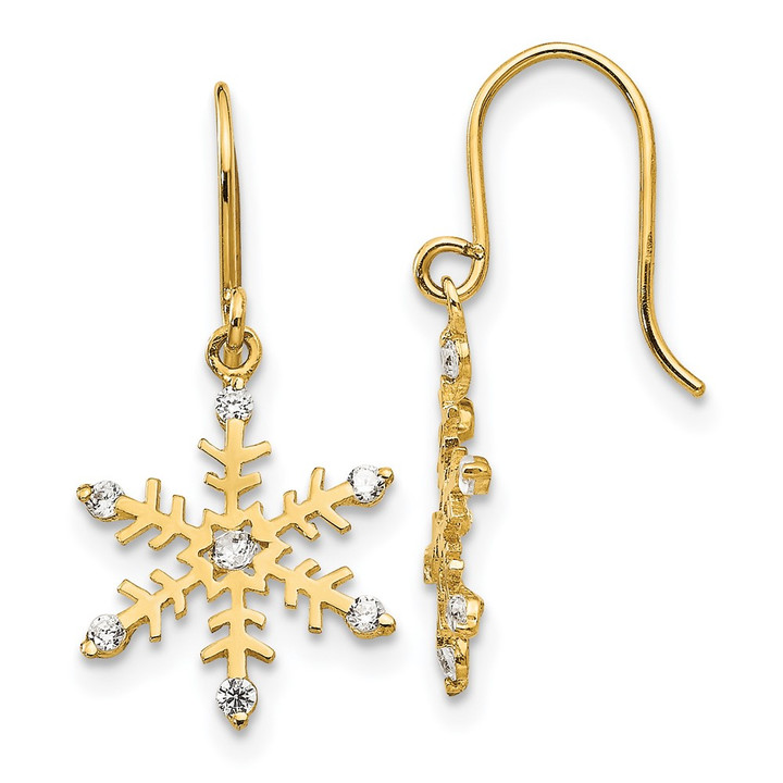 14k Madi K CZ Children's Snowflake Dangle Earrings GK848