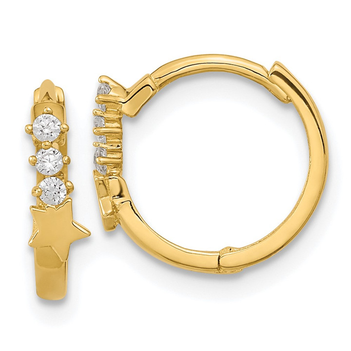 14k Madi K CZ Shooting Star Hinged Hoop Earrings GK924
