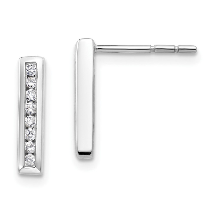14K White Gold Lab Grown VS/SI FGH Dia Vertical Bar Post Earrings EM9644-016-WLG