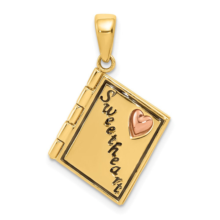 14K Two-tone 3D Enameled Moveable SWEETHEART Book Charm K4681