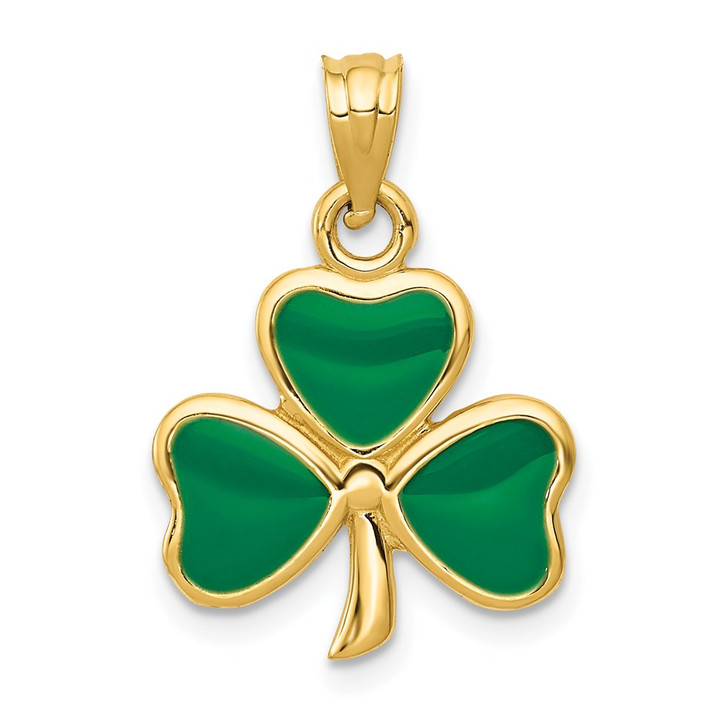 14k Enameled 3 Leaf Clover Pendant K1721