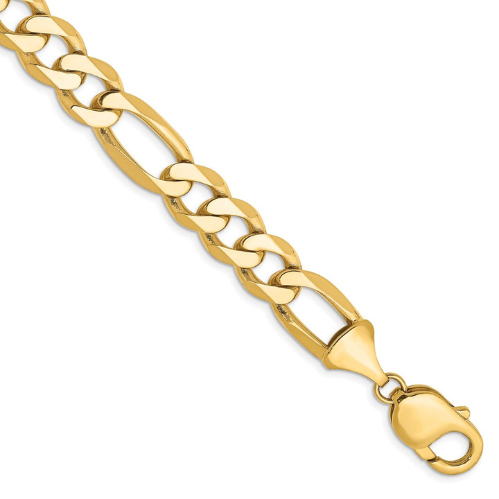 14K 8 inch 10mm Flat Figaro with Lobster Clasp Bracelet FFL250-8