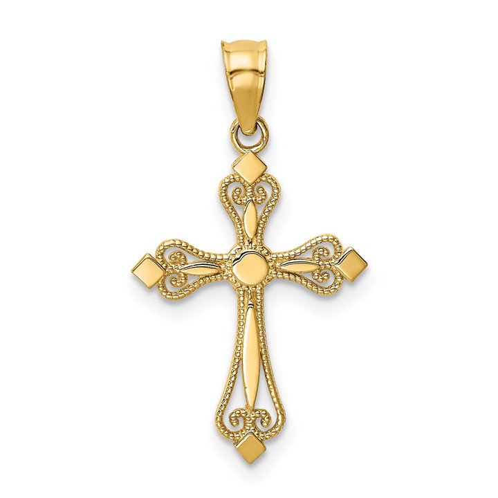 14k Mini Budded Cross Pendant K5025
