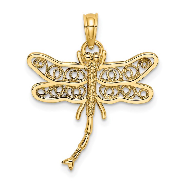 14K Dragonfly w/Beaded Filigree Wings Charm K6460