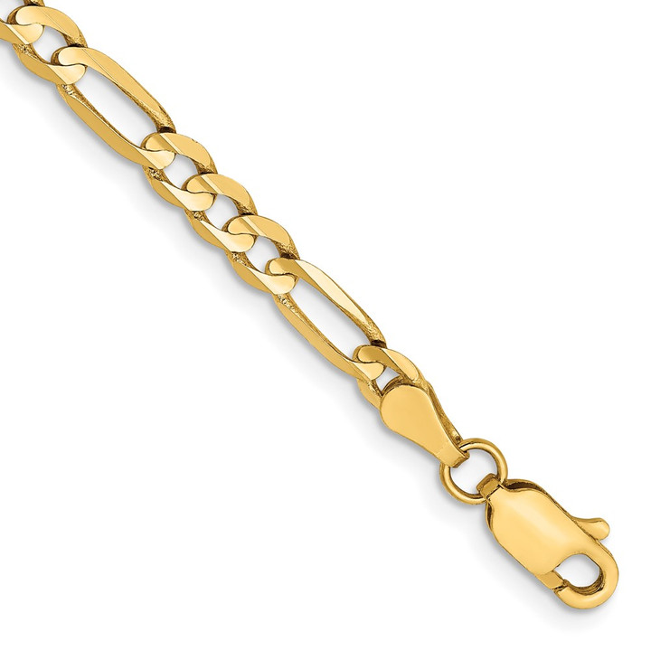 14K 7 inch 4mm Concave Open Figaro with Lobster Clasp Bracelet LFG100-7
