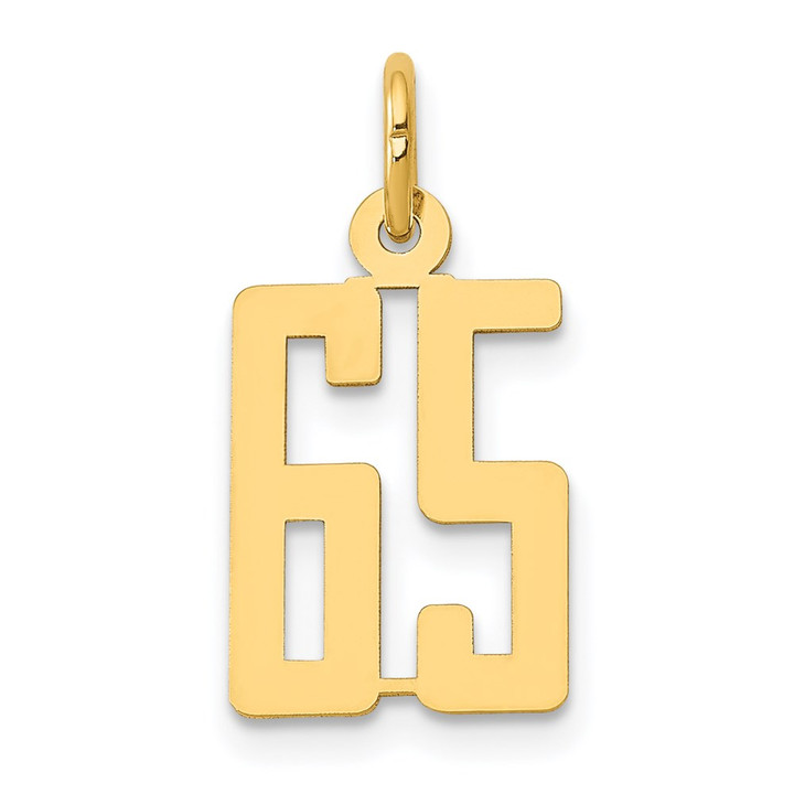 14k Small Elongated Number 65 Charm LES65