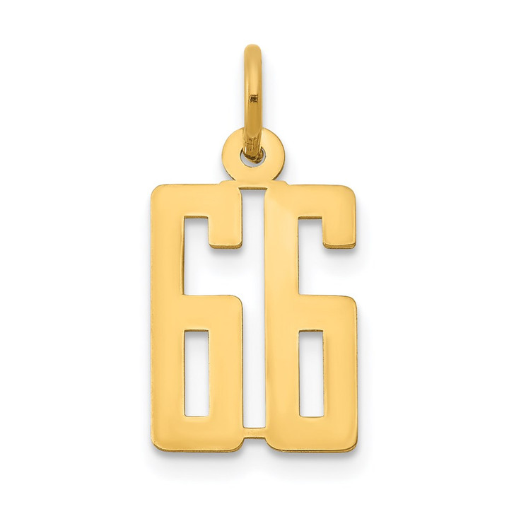 14k Small Elongated Number 66 Charm LES66