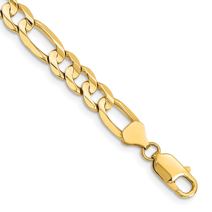 14K 9 inch 7.5mm Concave Open Figaro with Lobster Clasp Chain LFG200-9