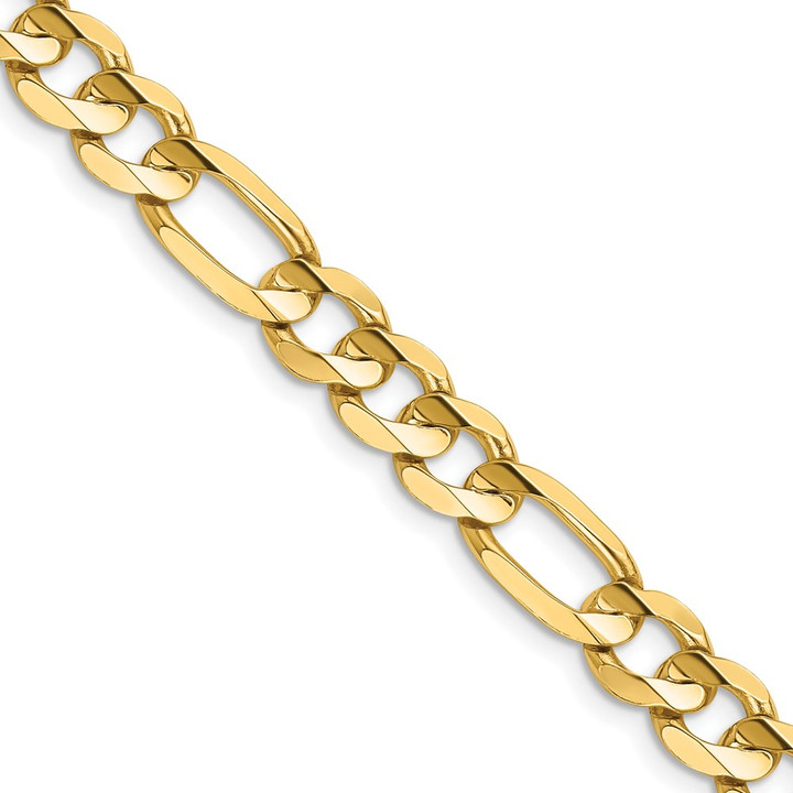 14K 22 inch 7.5mm Concave Open Figaro with Lobster Clasp Chain LFG200-22