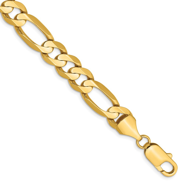 14K 9 inch 8.75mm Concave Open Figaro with Lobster Clasp Chain LFG220-9