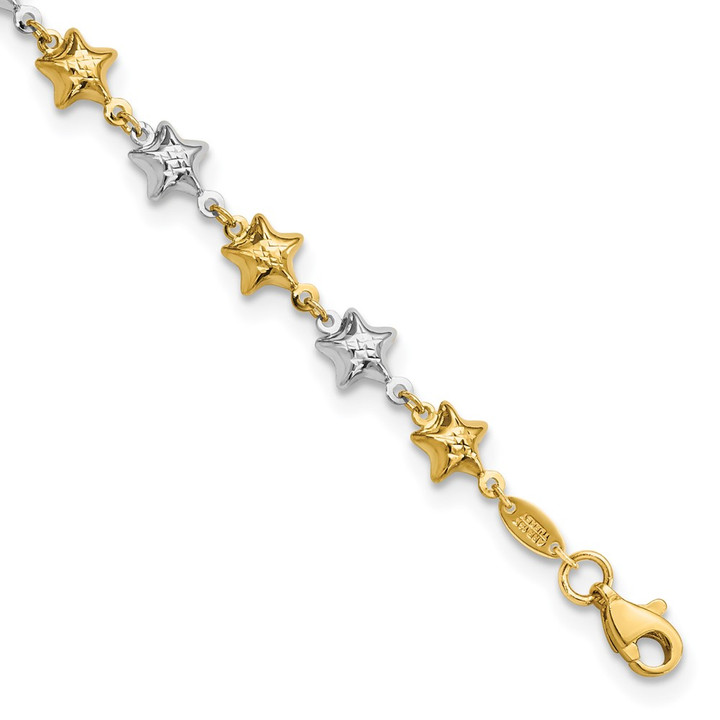 14k Two-tone Puffed Star Bracelet FB1874-7.75