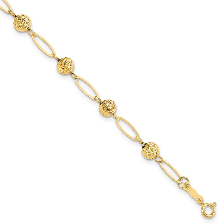 14k D/C Beads Link Bracelet FB1892Y-7