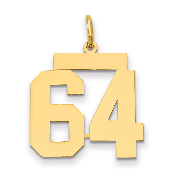 14k Medium Polished Number 64 Charm LM64