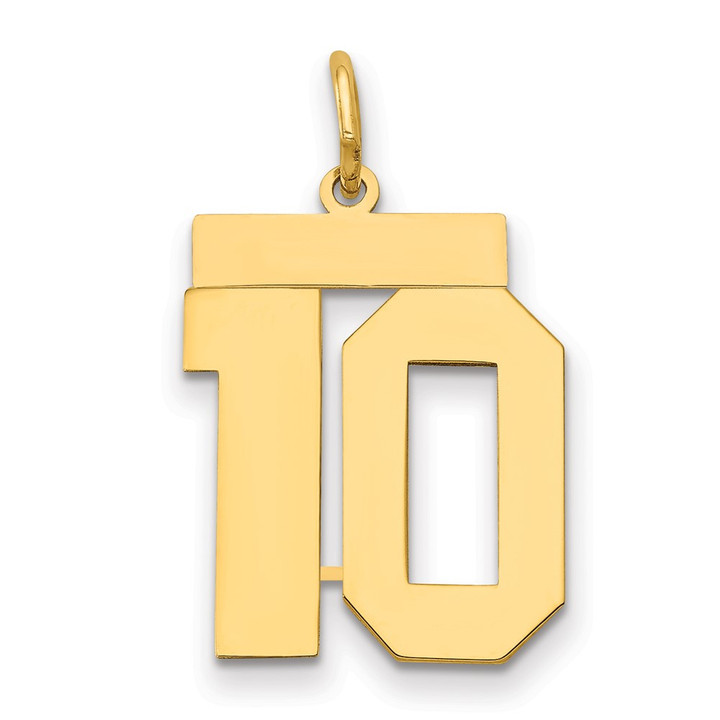 14k Medium Polished Number 10 Charm LM10