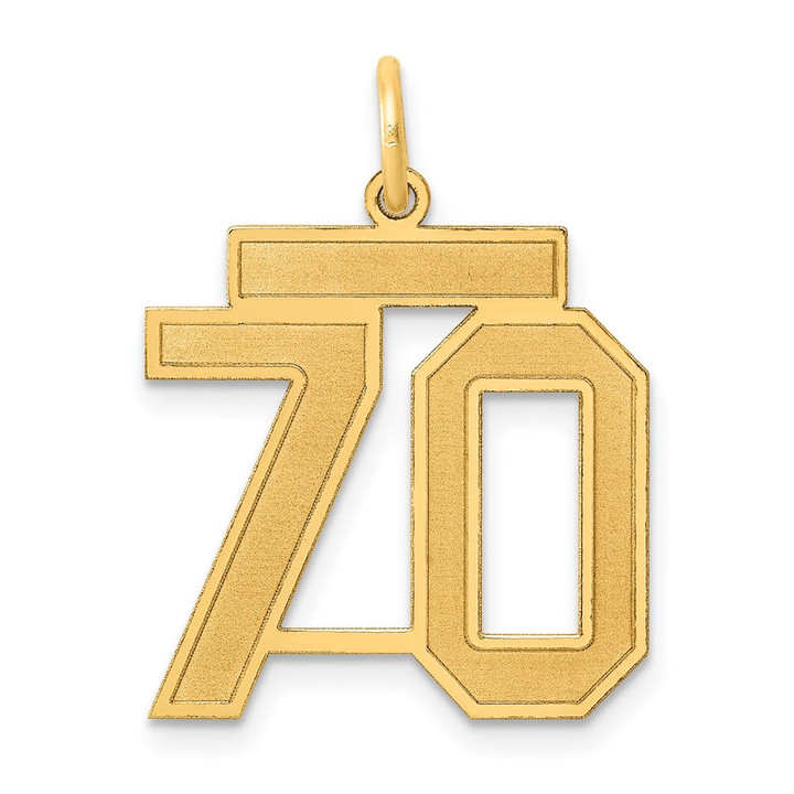 14k Medium Satin Number 70 Charm LSM70