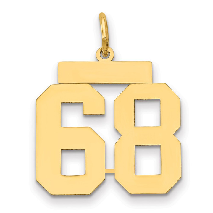 14k Medium Polished Number 68 Charm LM68