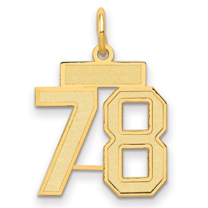 14k Small Satin Number 78 Charm LSS78