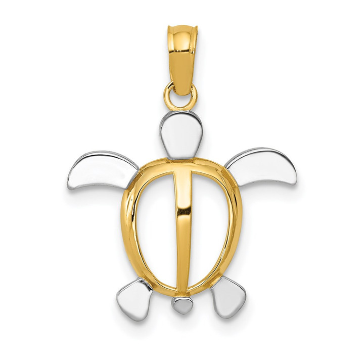 14K and Rhodium Sea Turtle Pendant K3307