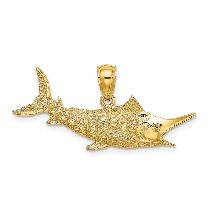 14K 2-D Textured Marlin Fish Charm K7443
