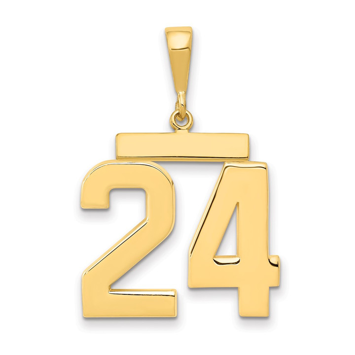14k Large Polished Number 24 Charm LP24