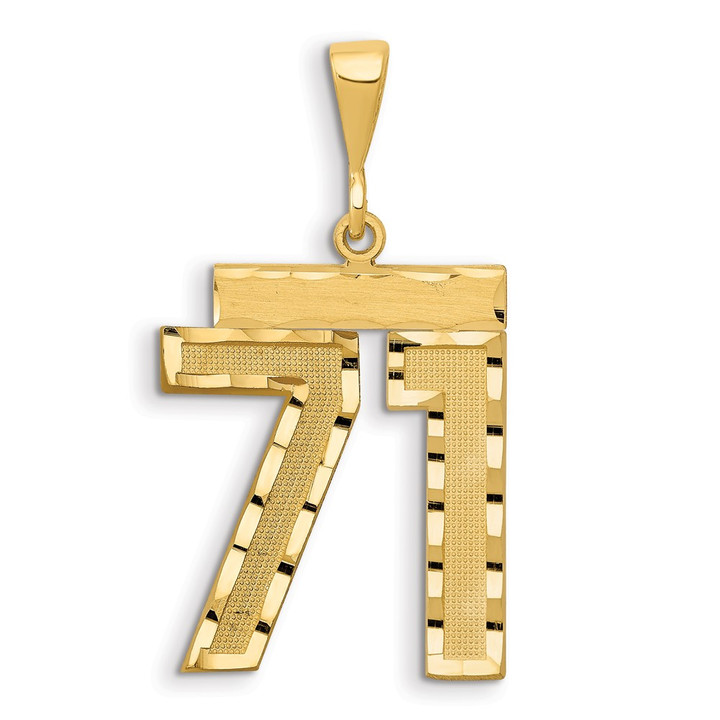 14k Large Brushed Diamond-cut Number 71 Charm LN71