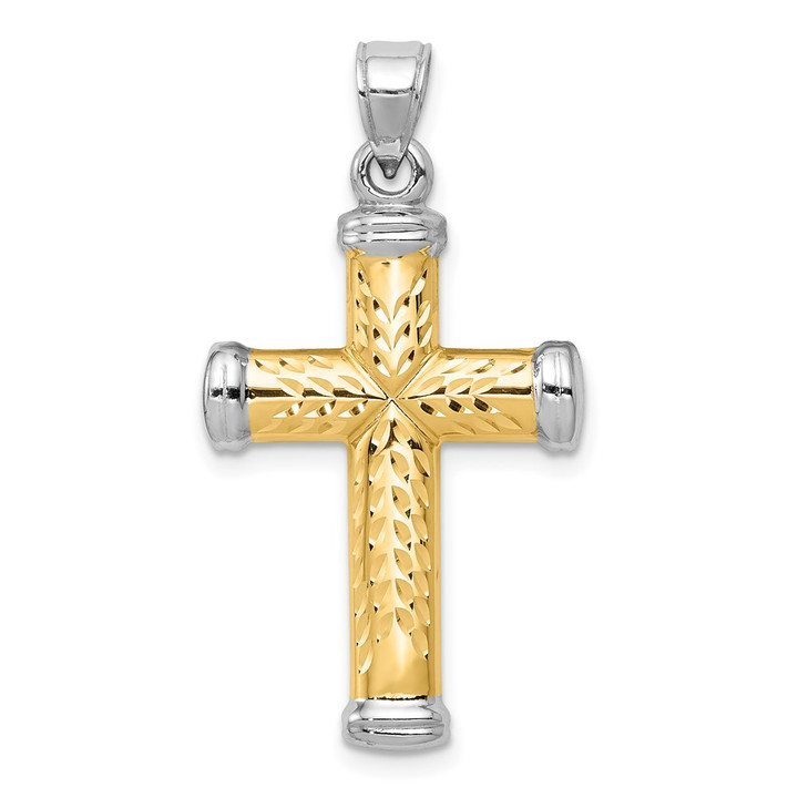 14k Two-tone w/Rhodium Reversible Cross K3638