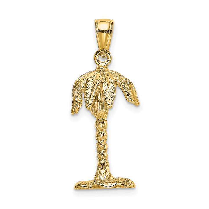 14K 3-D Textured Palm Tree Charm K8138